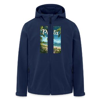 Tropical Punta Cana Beach Palmiers paradisiaques - Veste softshell homme en polyester recyclé Stanley/Stella - marine - Devant - AI Model Male 185 light (185cm)