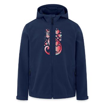 Katzenliebe Herzmuster Illustration - Recycelte Männer Softshell-Jacke von Stanley/Stella - Navy - Vorne - AI Model Male 185 light (185cm)
