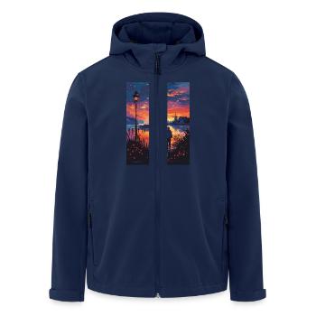 Evening atmosphere in the Netherlands with windmills - Men’s Recycled Softshell Jacket by Stanley/Stella - navy - Front - AI Model Male 185 light (185cm)