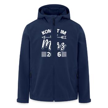 Werdende Mutter KOMMT IM MÄRZ 2026 Lustig - Recycelte Männer Softshell-Jacke von Stanley/Stella - Navy - Vorne - AI Model Male 185 light (185cm)
