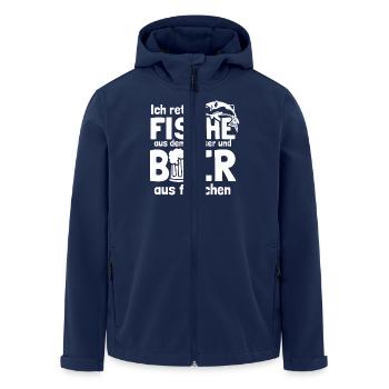 Angeln Fischen Sportfischer Angler Bier Bierspruch - Recycelte Männer Softshell-Jacke von Stanley/Stella - Navy - Vorne - AI Model Male 185 light (185cm)