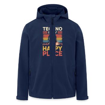 Techno My Happy Place Music Lover DJ Headphones - Men’s Recycled Softshell Jacket by Stanley/Stella - navy - Front - AI Model Male 185 light (185cm)