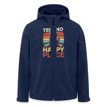 Techno My Happy Place Music Lover DJ Headphones - Men’s Recycled Softshell Jacket by Stanley/Stella - navy - Front - AI Model Male 185 light (185cm)
