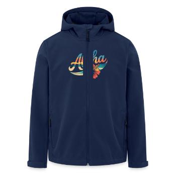 Aloha Sommer Hibiskus Strand Sonnenuntergang - Recycelte Männer Softshell-Jacke von Stanley/Stella - Navy - Vorne - AI Model Male 185 light (185cm)