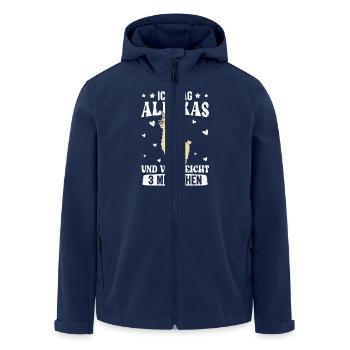 Alpaka Fan MAG ALPAKAS UND VIELLEICHT 3 MENSCHEN - Recycelte Männer Softshell-Jacke von Stanley/Stella - Navy - Vorne - AI Model Male 185 light (185cm)