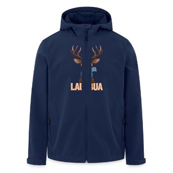 Lausbua Hirsch Mit Sonnenbrille Und Hut - Recycelte Männer Softshell-Jacke von Stanley/Stella - Navy - Vorne - AI Model Male 185 light (185cm)