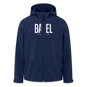 Basel Schweiz - Recycelte Männer Softshell-Jacke von Stanley/Stella - Navy - Vorne - AI Model Male 185 light (185cm)