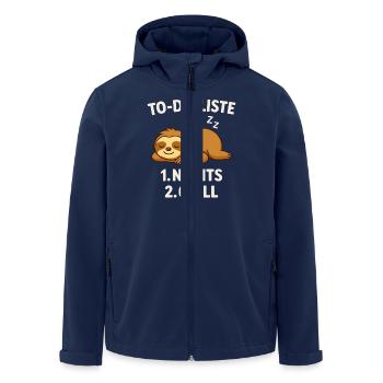 To-Do List: Nothing & Chill – Sloth - Men’s Recycled Softshell Jacket by Stanley/Stella - navy - Front - AI Model Male 185 light (185cm)