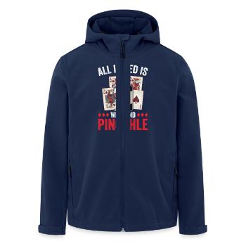 Pinochle Und Rotwein Karten Spielen Binokel - Recycelte Männer Softshell-Jacke von Stanley/Stella - Navy - Vorne - AI Model Male 185 light (185cm)