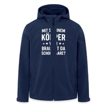 Mit Glatze und Body zum Sieg - Recycelte Männer Softshell-Jacke von Stanley/Stella - Navy - Vorne - AI Model Male 185 light (185cm)