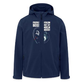 Fischlein beisse – Angel Spruch lustig - Recycelte Männer Softshell-Jacke von Stanley/Stella - Navy - Vorne - AI Model Male 185 light (185cm)