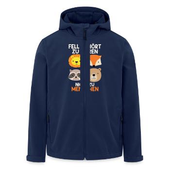 Tierschutz FELL GEHÖRT ZU TIEREN NICHT MENSCHEN - Recycelte Männer Softshell-Jacke von Stanley/Stella - Navy - Vorne - AI Model Male 185 light (185cm)