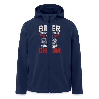 Le dicton des motards - c’est Chrome - Veste softshell homme en polyester recyclé Stanley/Stella - marine - Devant - AI Model Male 185 light (185cm)