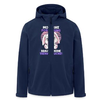 Tierschutz MODERNE FORSCHUNG BRAUCHT KEINE - Recycelte Männer Softshell-Jacke von Stanley/Stella - Navy - Vorne - AI Model Male 185 light (185cm)