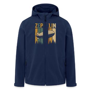 Zeppelin Luftschiff mit Retro Streifen - Recycelte Männer Softshell-Jacke von Stanley/Stella - Navy - Vorne - AI Model Male 185 light (185cm)