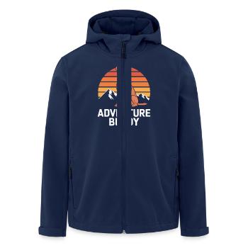 Labrador Adventure Buddy – Sunset Style - Recycelte Männer Softshell-Jacke von Stanley/Stella - Navy - Vorne - AI Model Male 185 light (185cm)