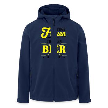 Richtige Frauen trinken Bier - Recycelte Männer Softshell-Jacke von Stanley/Stella - Navy - Vorne - AI Model Male 185 light (185cm)