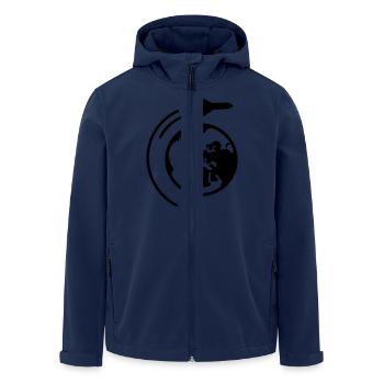 traveling - Men’s Recycled Softshell Jacket by Stanley/Stella - navy - Front - AI Model Male 185 light (185cm)