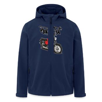 S51 (red) // Illustration - Men’s Recycled Softshell Jacket by Stanley/Stella - navy - Front - AI Model Male 185 light (185cm)