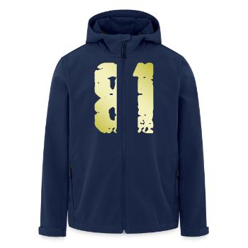 81 Zahl Vintage - Recycelte Männer Softshell-Jacke von Stanley/Stella - Navy - Vorne - AI Model Male 185 light (185cm)