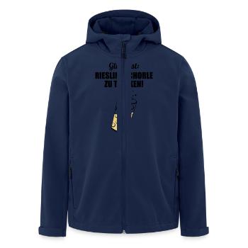 Glück trinken - Dubbeglas mit Schorle inside - Recycelte Männer Softshell-Jacke von Stanley/Stella - Navy - Vorne - AI Model Male 185 light (185cm)