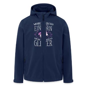 Einhorn - Glitzer - Recycelte Männer Softshell-Jacke von Stanley/Stella - Navy - Vorne - AI Model Male 185 light (185cm)