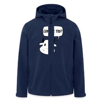 Vache / ferme: vache Vous êtes? - Veste softshell homme en polyester recyclé Stanley/Stella - marine - Devant - AI Model Male 185 light (185cm)