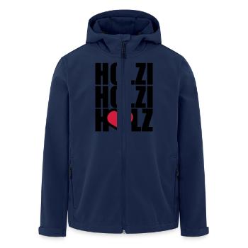 Ich und mein Holz - Men’s Recycled Softshell Jacket by Stanley/Stella - navy - Front - AI Model Male 185 light (185cm)