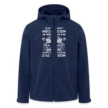 Humour mécanicien mécano - Veste softshell homme en polyester recyclé Stanley/Stella - marine - Devant - AI Model Male 185 light (185cm)