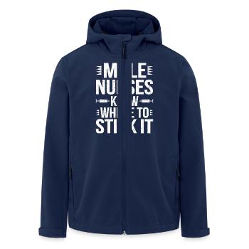 Witz für männliche Pfleger - Recycelte Männer Softshell-Jacke von Stanley/Stella - Navy - Vorne - AI Model Male 185 light (185cm)