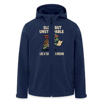 Langsam, aber unaufhaltsam Wie eine Schildkröte auf einer Mission - Recycelte Männer Softshell-Jacke von Stanley/Stella - Navy - Vorne - AI Model Male 185 light (185cm)