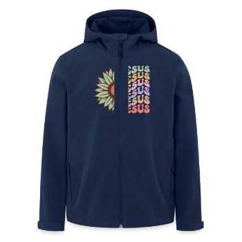 Jesus - Recycelte Männer Softshell-Jacke von Stanley/Stella - Navy - Vorne - AI Model Male 185 light (185cm)
