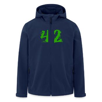 The answer to everything: 42 - Men’s Recycled Softshell Jacket by Stanley/Stella - navy - Front - AI Model Male 185 light (185cm)