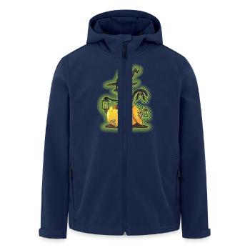 Halloween Black Witch Cat in Pumpkin - Men’s Recycled Softshell Jacket by Stanley/Stella - navy - Front - AI Model Male 185 light (185cm)