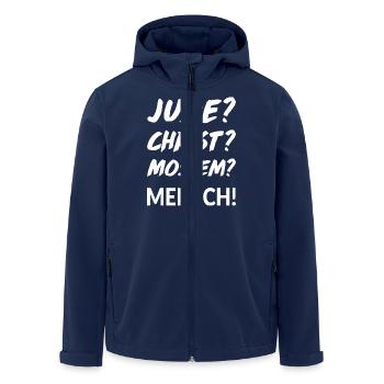 Jude? Christ? Moslem? Mensch! - Recycelte Männer Softshell-Jacke von Stanley/Stella - Navy - Vorne - AI Model Male 185 light (185cm)