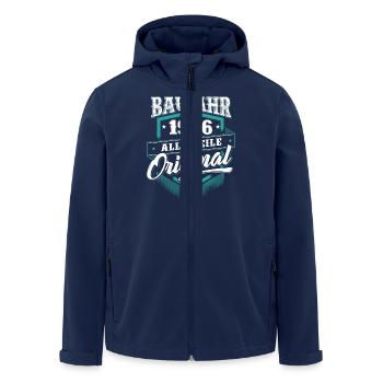 1966 Geburtsjahr Geburtstag Geburt geboren - Recycelte Männer Softshell-Jacke von Stanley/Stella - Navy - Vorne - AI Model Male 185 light (185cm)