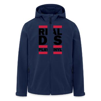 Real DJS PLAY VINYL - Men’s Recycled Softshell Jacket by Stanley/Stella - navy - Front - AI Model Male 185 light (185cm)