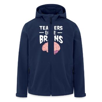 Teachers Love Brains - Cool Gift For A Teacher - Men’s Recycled Softshell Jacket by Stanley/Stella - navy - Front - AI Model Male 185 light (185cm)