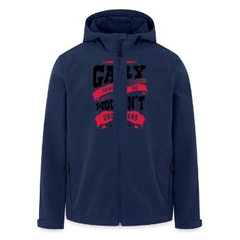 gary name thing you wouldnt understand - Men’s Recycled Softshell Jacket by Stanley/Stella - navy - Front - AI Model Male 185 light (185cm)