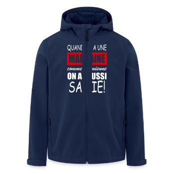 quand on a une marraine comme la mienne - Men’s Recycled Softshell Jacket by Stanley/Stella - navy - Front - AI Model Male 185 light (185cm)