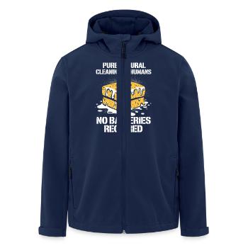 Humorvolles Design für echte Reinigungskräfte - Recycelte Männer Softshell-Jacke von Stanley/Stella - Navy - Vorne - AI Model Male 185 light (185cm)