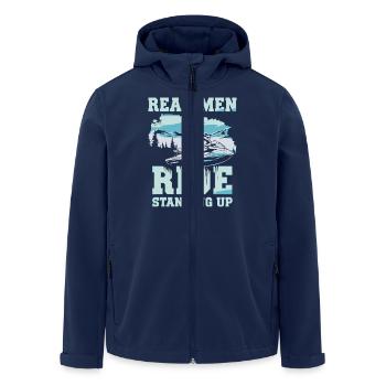 For real water sports enthusiasts - Men’s Recycled Softshell Jacket by Stanley/Stella - navy - Front - AI Model Male 185 light (185cm)