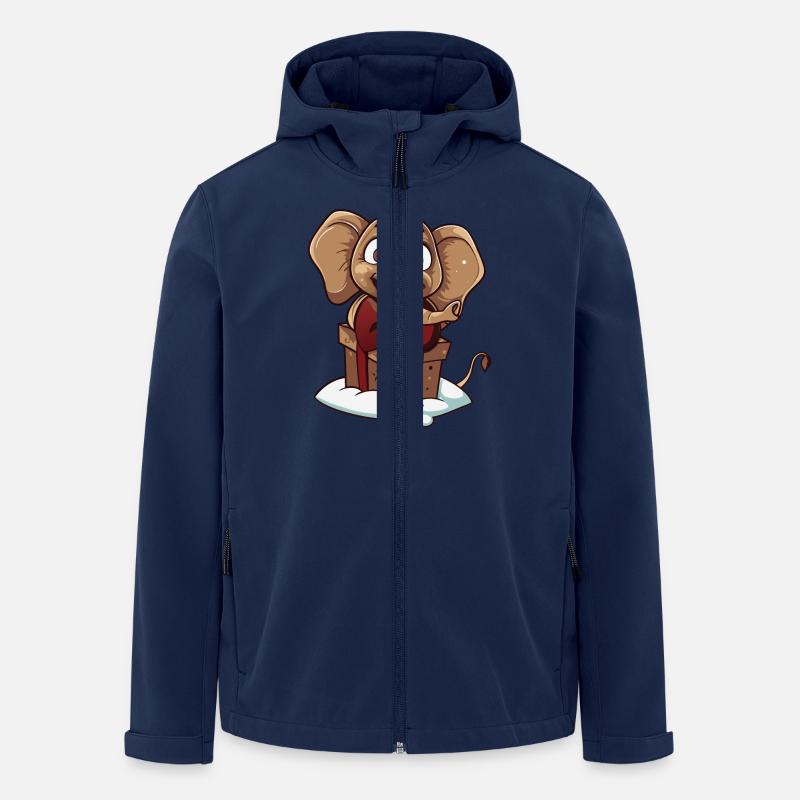 Cute elephant unwrapping gift - Men’s Recycled Softshell Jacket by Stanley/Stella - navy