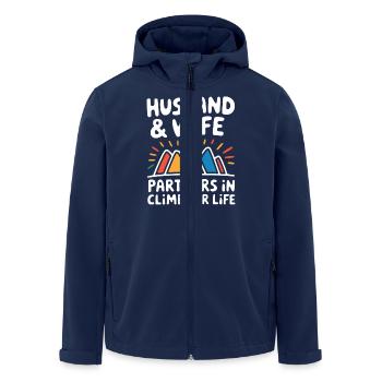 Couple d’alpinistes humoristiques Design - Veste softshell homme en polyester recyclé Stanley/Stella - marine - Devant - AI Model Male 185 light (185cm)