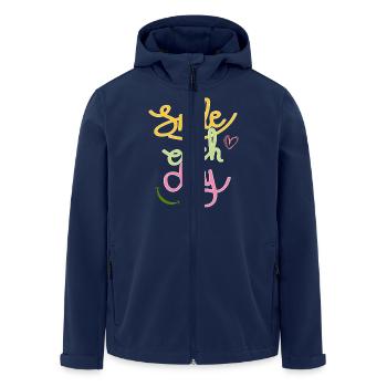 Smile Each Day - Cheerful Motivational Art - Men’s Recycled Softshell Jacket by Stanley/Stella - navy - Front - AI Model Male 185 light (185cm)
