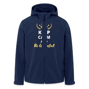 Bewahren Sie Ruhe und seien Sie dankbar - Recycelte Männer Softshell-Jacke von Stanley/Stella - Navy - Vorne - AI Model Male 185 light (185cm)