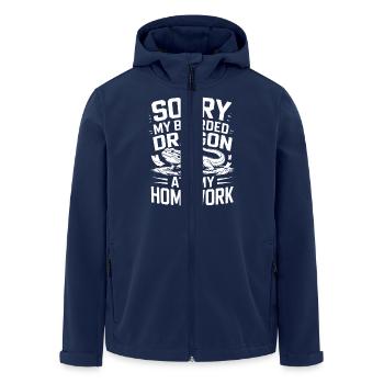 Mon dragon barbu a mangé mes devoirs ! Amoureux des reptiles - Veste softshell homme en polyester recyclé Stanley/Stella - marine - Devant - AI Model Male 185 light (185cm)