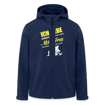 Motorrad Meine Frau - Recycelte Männer Softshell-Jacke von Stanley/Stella - Navy - Vorne - AI Model Male 185 light (185cm)