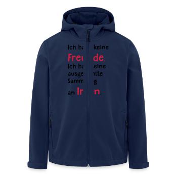 Ich habe keine Freunde (Spruch) - Recycelte Männer Softshell-Jacke von Stanley/Stella - Navy - Vorne - AI Model Male 185 light (185cm)