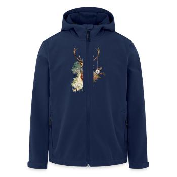 Hirschaftszeiten - Recycelte Männer Softshell-Jacke von Stanley/Stella - Navy - Vorne - AI Model Male 185 light (185cm)